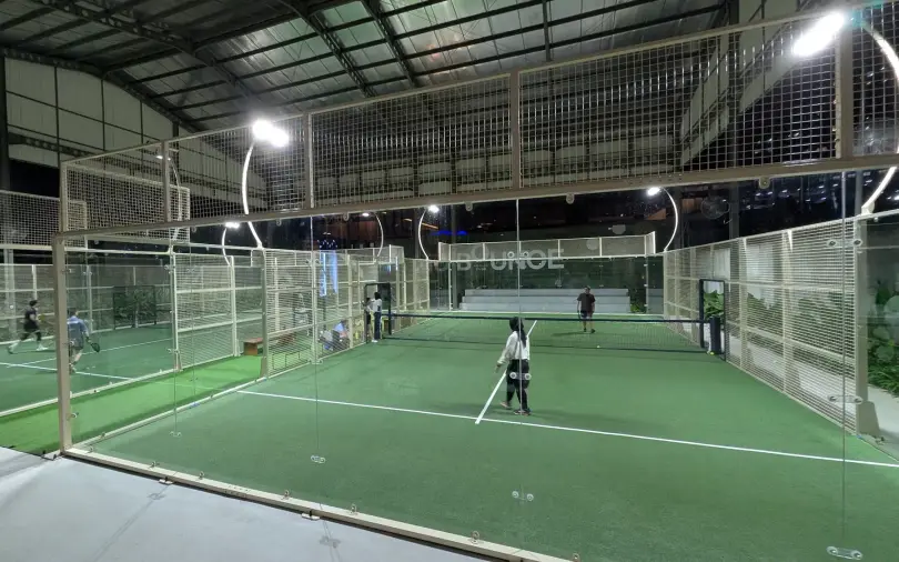Courts under the lights at night