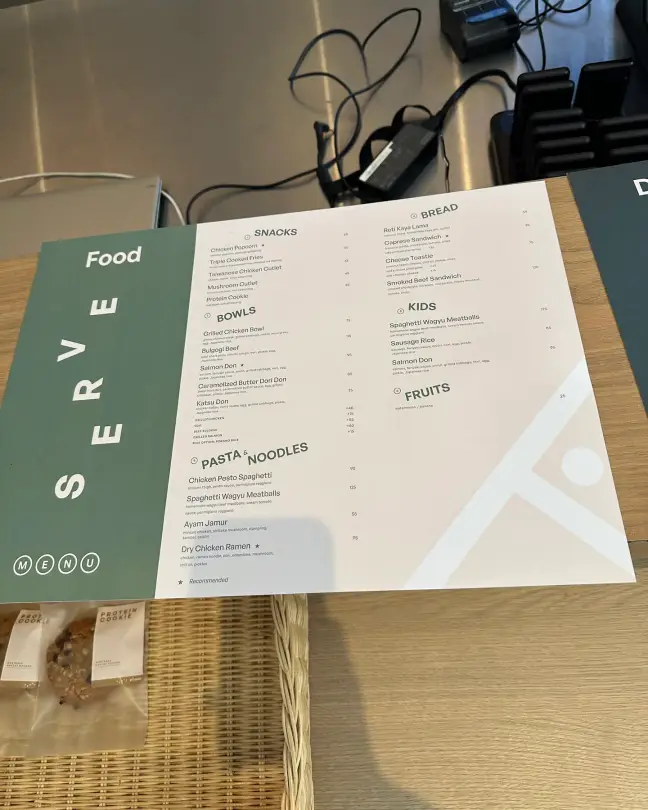 The Serve food menu
