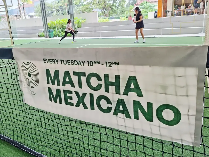 Matcha Mexicano banner on court